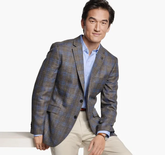 Johnston and Murphy Large Glen Plaid Blazer Brown Men Blazers