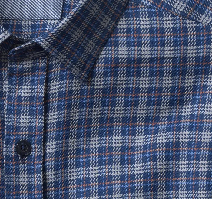 Johnston and Murphy LongSleeve Dress Shirt Navygray Triple Grid Men Shirts