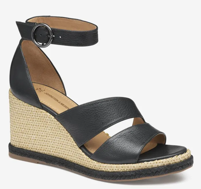 Johnston and Murphy Marcia Asymmetrical Sandal Black Calfskin Women Heels and Platform Wedges Johnston and Murphy Marcia Asymmetrical Sandal Black Calfskin Women Heels and Platform Wedges