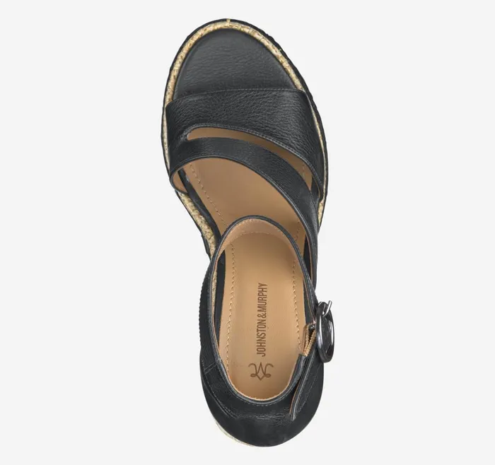 Johnston and Murphy Marcia Asymmetrical Sandal Black Calfskin Women Heels and Platform Wedges Johnston and Murphy Marcia Asymmetrical Sandal Black Calfskin Women Heels and Platform Wedges