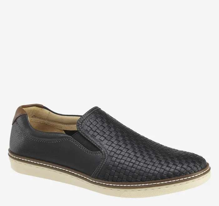 Johnston and Murphy McGuffey Woven SlipOn Black Full Grain Leather Men SlipOns Johnston and Murphy McGuffey Woven SlipOn Black Full Grain Leather Men SlipOns