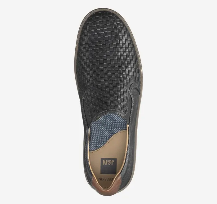 Johnston and Murphy McGuffey Woven SlipOn Black Full Grain Leather Men SlipOns Johnston and Murphy McGuffey Woven SlipOn Black Full Grain Leather Men SlipOns