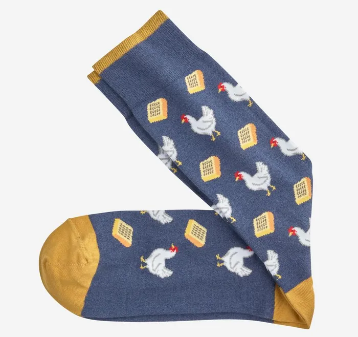 Johnston and Murphy Novelty Socks Denim Chicken And Waffles Men Socks