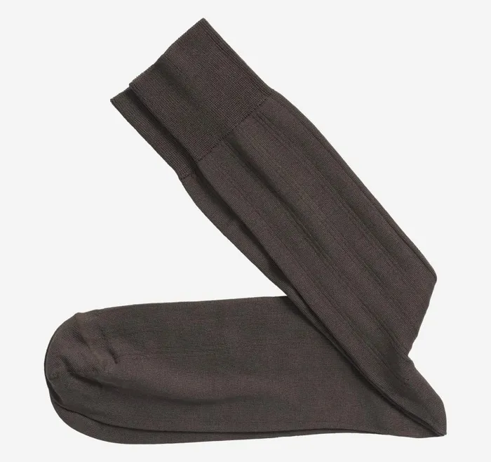 Johnston and Murphy Pima Cotton Ribbed Socks Brown Men Socks
