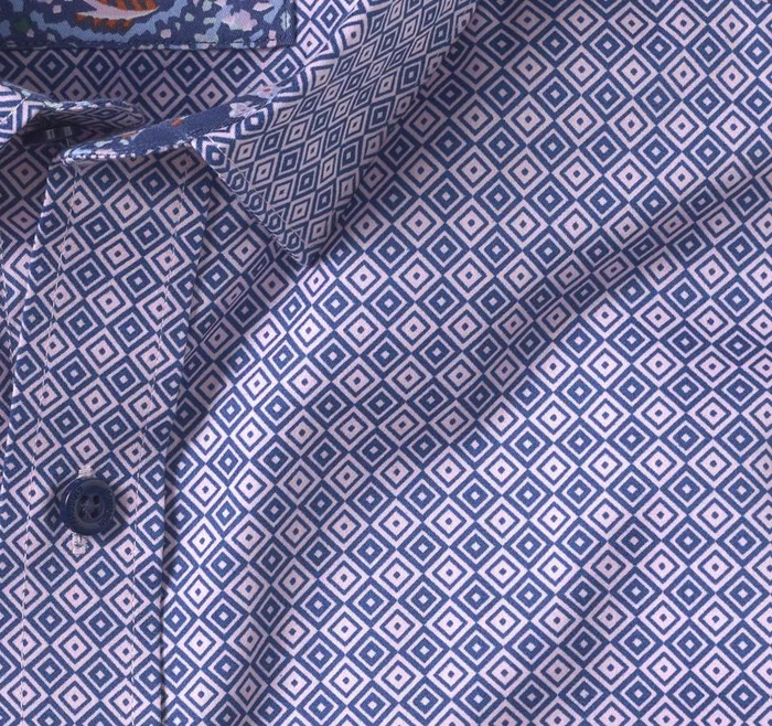 Johnston and Murphy Printed Cotton Shirt Pink Diamond Men Shirts