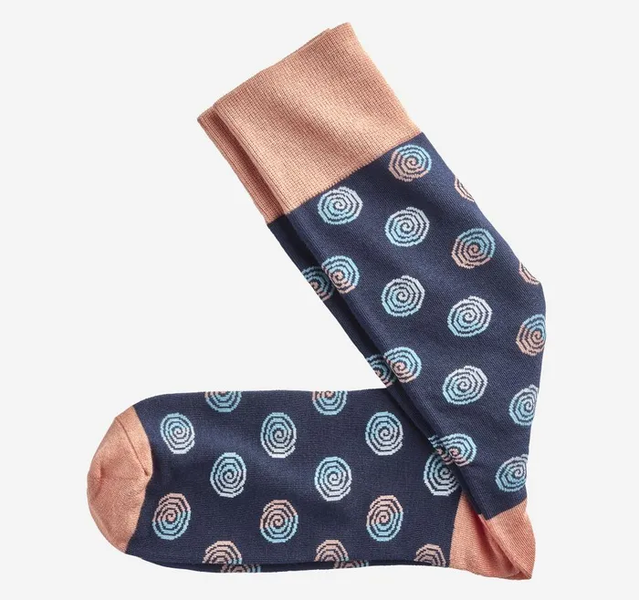 Johnston and Murphy Retro Swirls Sock Navy Multi Men Socks