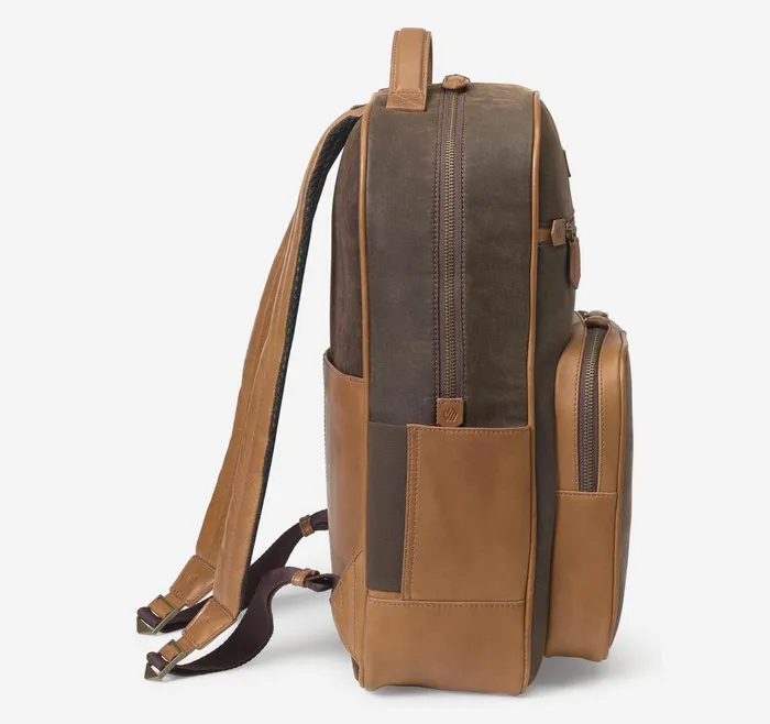 Johnston and Murphy Rhodes Backpack Brown Antique Cottontan Full Grain Men Backpacks and Briefcases