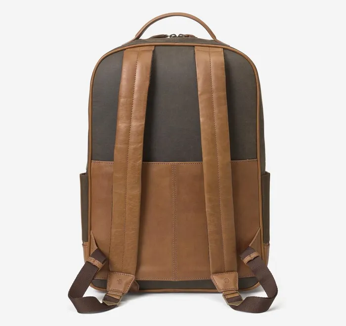 Johnston and Murphy Rhodes Backpack Brown Antique Cottontan Full Grain Men Backpacks and Briefcases