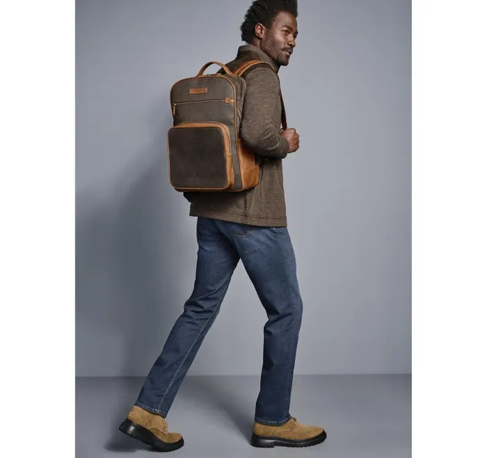 Johnston and Murphy Rhodes Backpack Brown Antique Cottontan Full Grain Men Backpacks and Briefcases