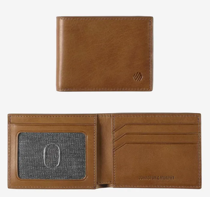 Johnston and Murphy Rhodes Billfold Wallet Tan Full Grain Men Wallets