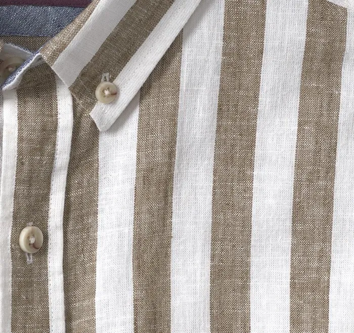 Johnston and Murphy Stripe LinenBlend Shirt Brown Stripe Men ShortSleeve Shirts Johnston and Murphy Stripe LinenBlend Shirt Brown Stripe Men ShortSleeve Shirts