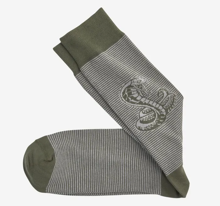 Johnston and Murphy Striped Socks Green Cobra Men Socks
