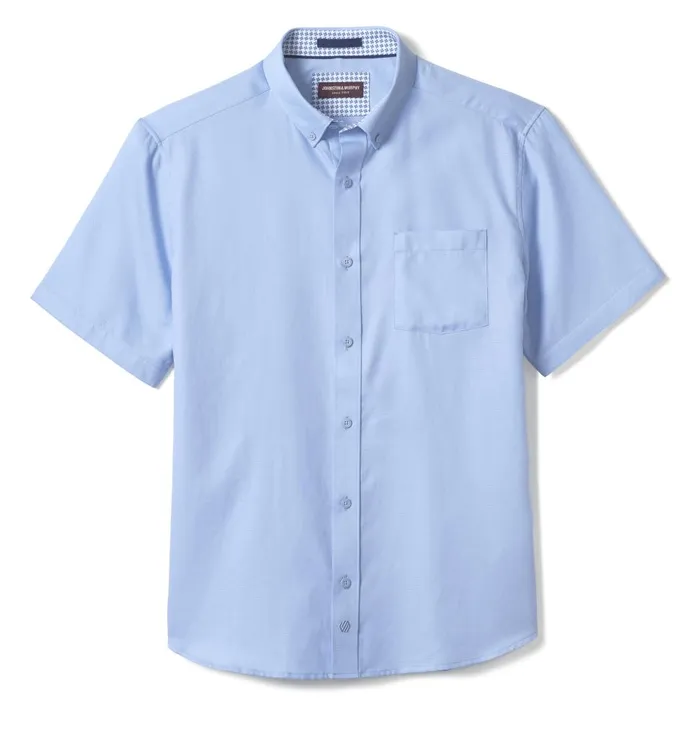 Johnston and Murphy Textured Cotton ShortSleeve Shirt Blue Solid Men ShortSleeve Shirts Johnston and Murphy Textured Cotton ShortSleeve Shirt Blue Solid Men ShortSleeve Shirts