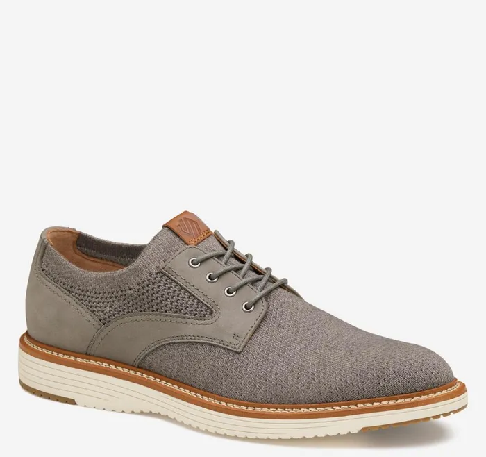 Johnston and Murphy Upton Knit Plain Toe Gray Knit Men LaceUps