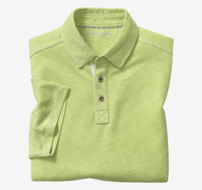 Johnston and Murphy Vintage Slub Polo Lime Men Polos and Tees