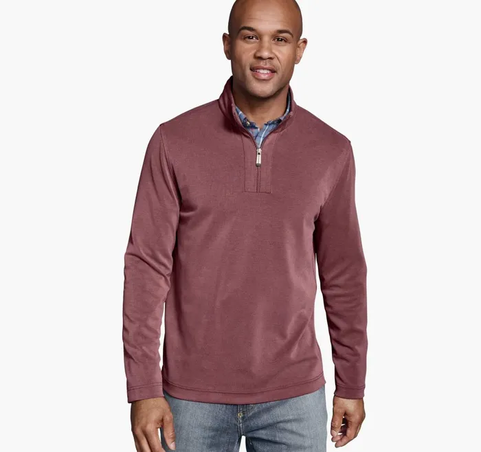 Johnston and Murphy Vintage Washed QuarterZip Red Men Sweaters and Knits