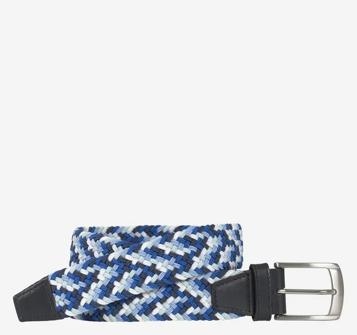 Johnston and Murphy Woven StretchKnit Belt Blue Multi Men Belts
