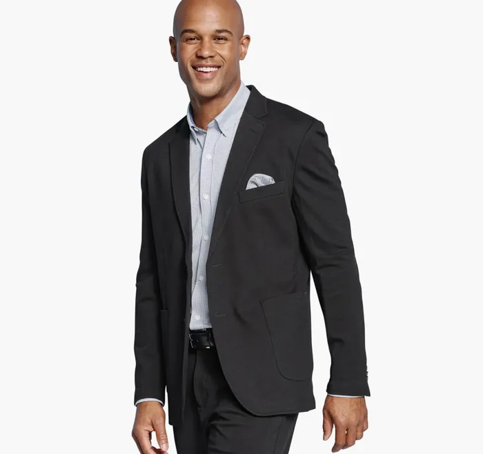 Johnston and Murphy XC Flex Knit Blazer Black Solid Men Blazers