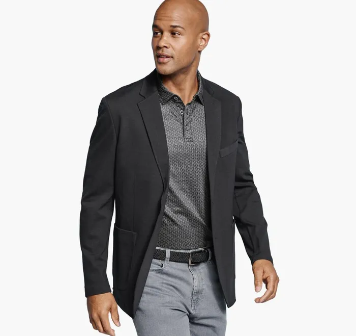Johnston and Murphy XC Flex Knit Blazer Black Solid Men Blazers
