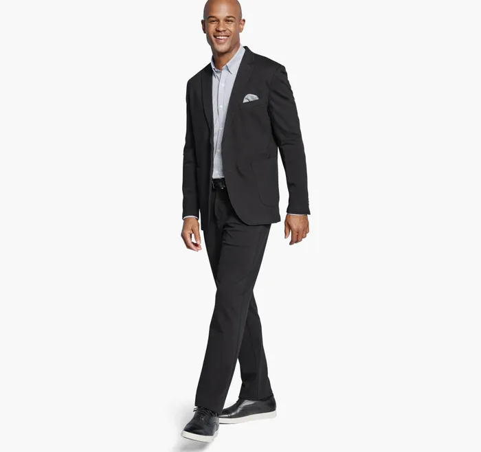 Johnston and Murphy XC Flex Knit Blazer Black Solid Men Blazers