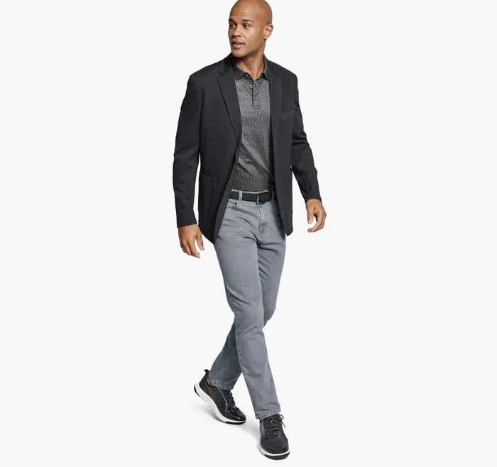 Johnston and Murphy XC Flex Knit Blazer Black Solid Men Blazers