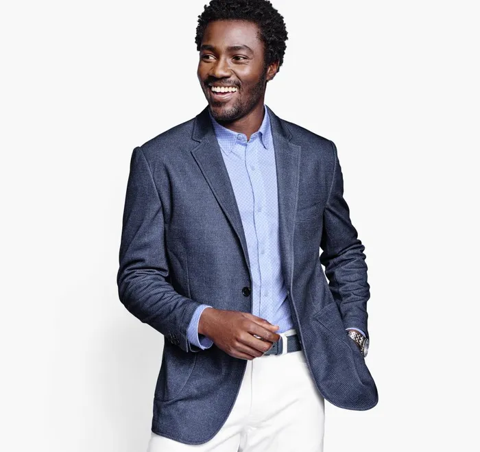 Johnston and Murphy XC Flex Knit Blazer Navy Glen Plaid Men Blazers