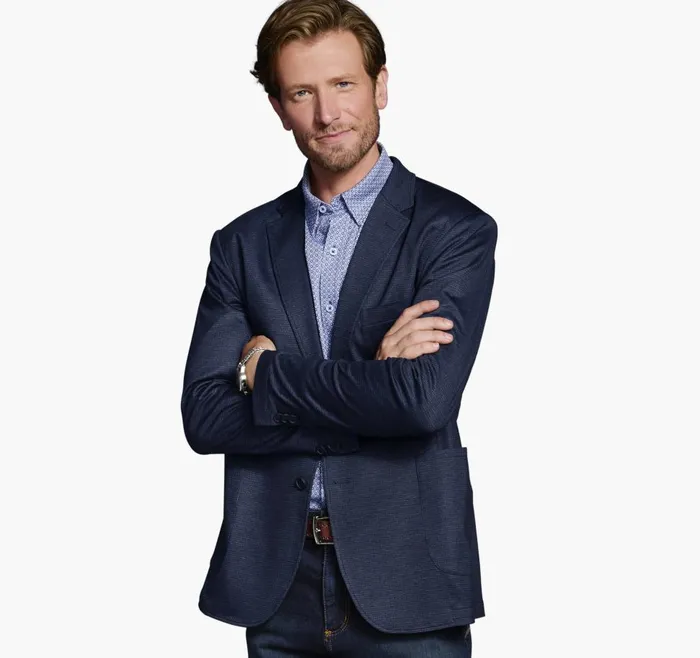 Johnston and Murphy XC Flex Knit Blazer Navy Micro Houndstooth Men Blazers