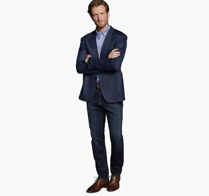 Johnston and Murphy XC Flex Knit Blazer Navy Micro Houndstooth Men Blazers Johnston and Murphy XC Flex Knit Blazer Navy Micro Houndstooth Men Blazers