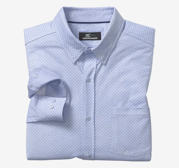 Johnston and Murphy XC Flex Stretch LongSleeve Shirt Light Blue Circle Men Shirts Johnston and Murphy XC Flex Stretch LongSleeve Shirt Light Blue Circle Men Shirts