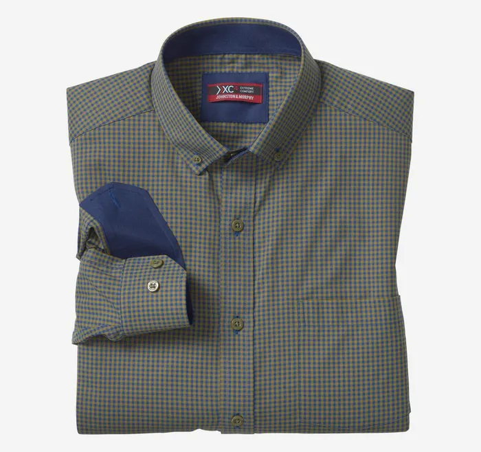 Johnston and Murphy XC4 LongSleeve StretchWoven Shirt Olivenavy Gingham Men Shirts Johnston and Murphy XC4 LongSleeve StretchWoven Shirt Olivenavy Gingham Men Shirts