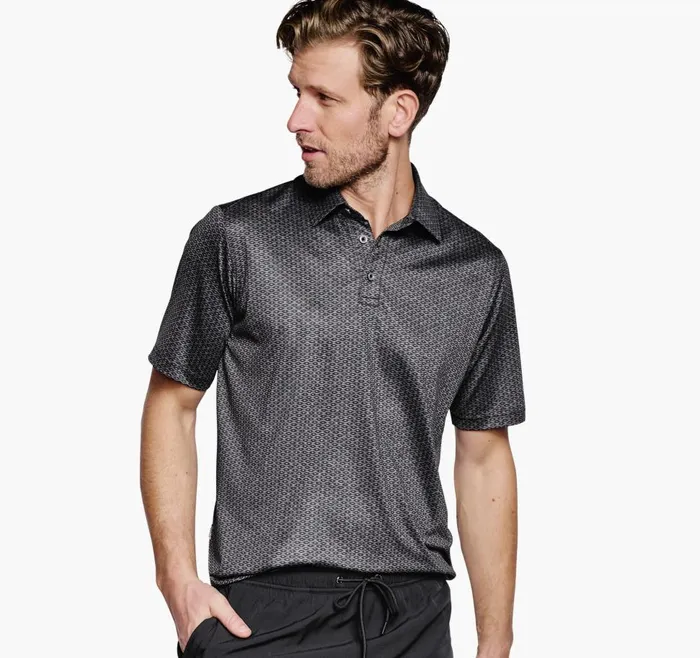 Johnston and Murphy XC4 Performance Polo Black Linked Oval Men Polos and Tees