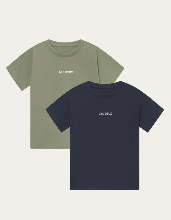 Kids Dexter TShirt Kids 8211 2PACK 8211 Dark NavyLichen Green Les Deux Tops