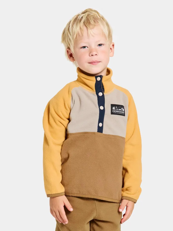 Kids Monte Half Button Cumin Didriksons Fleece and Midlayers