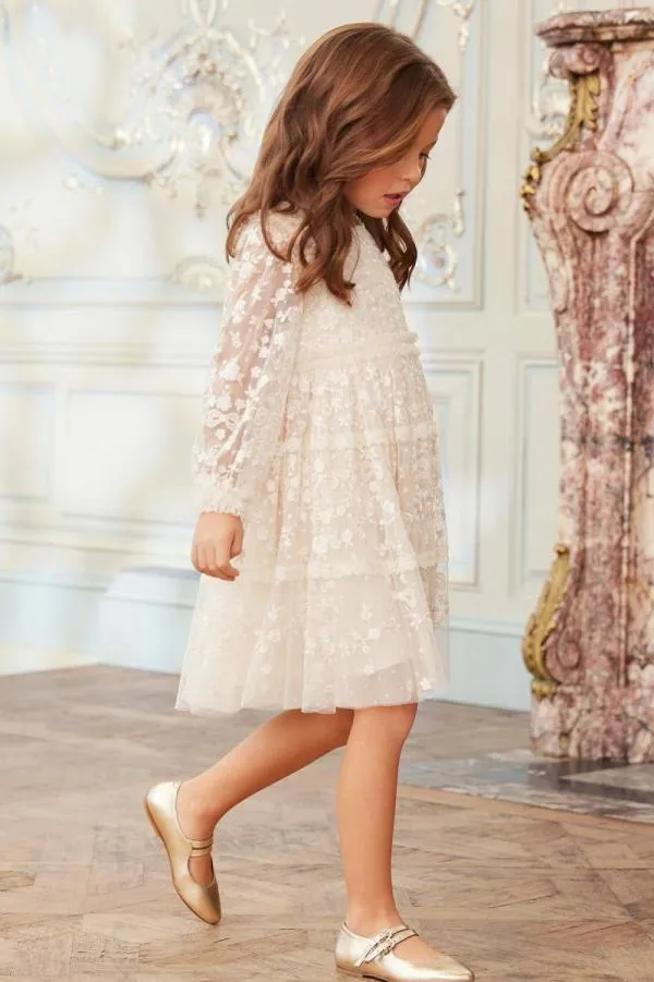 KIDS Needle and Thread Celestia Ribbon Kids Dress Champagne