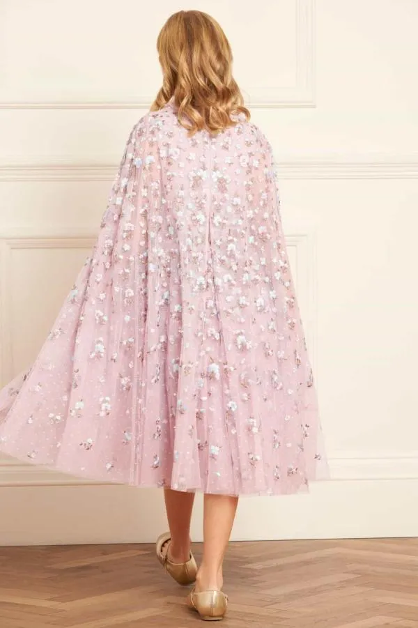 KIDS Needle and Thread Dahlia Ditsy Cape Kids Dress Purple KIDS Needle and Thread Dahlia Ditsy Cape Kids Dress Purple