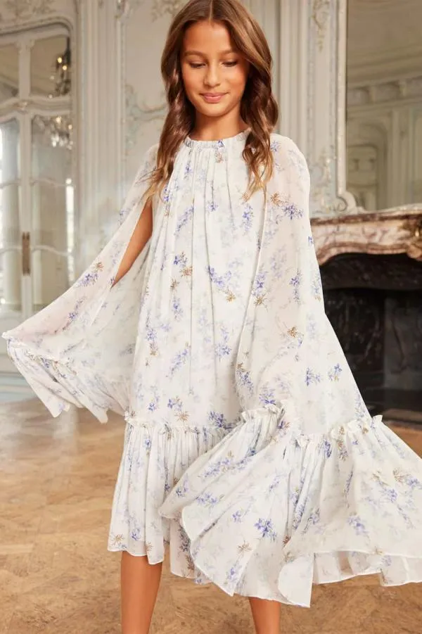 KIDS Needle and Thread Ophelia Ditsy Chiffon Cape Kids Dress Multi