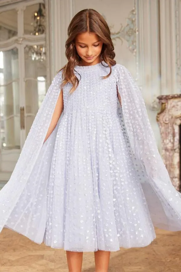 KIDS Needle and Thread Raindrop Cape Kids Dress Blue