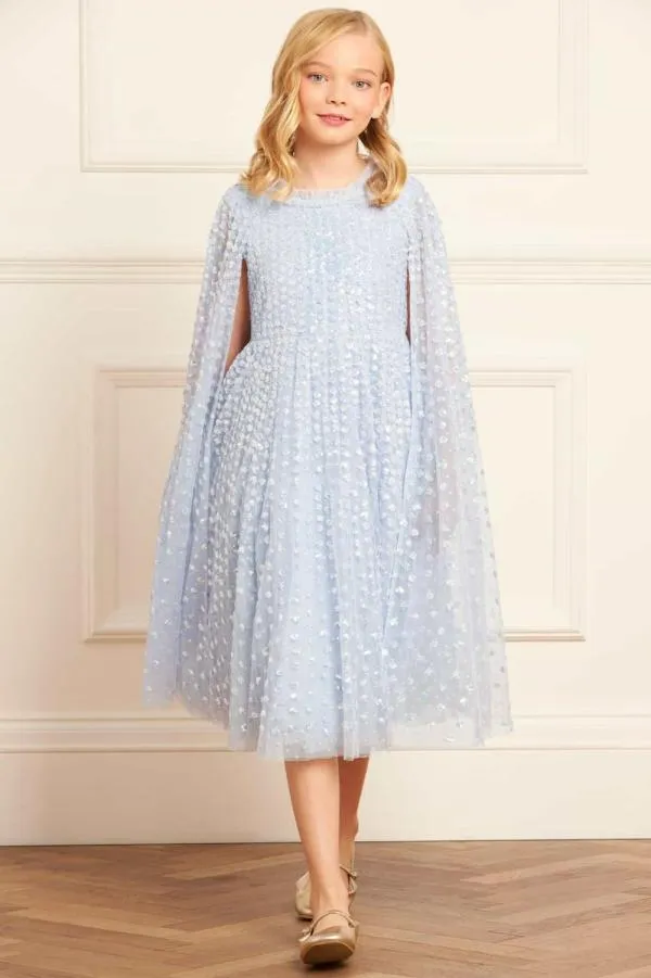 KIDS Needle and Thread Raindrop Cape Kids Dress Blue KIDS Needle and Thread Raindrop Cape Kids Dress Blue