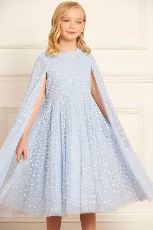 KIDS Needle and Thread Raindrop Cape Kids Dress Blue KIDS Needle and Thread Raindrop Cape Kids Dress Blue