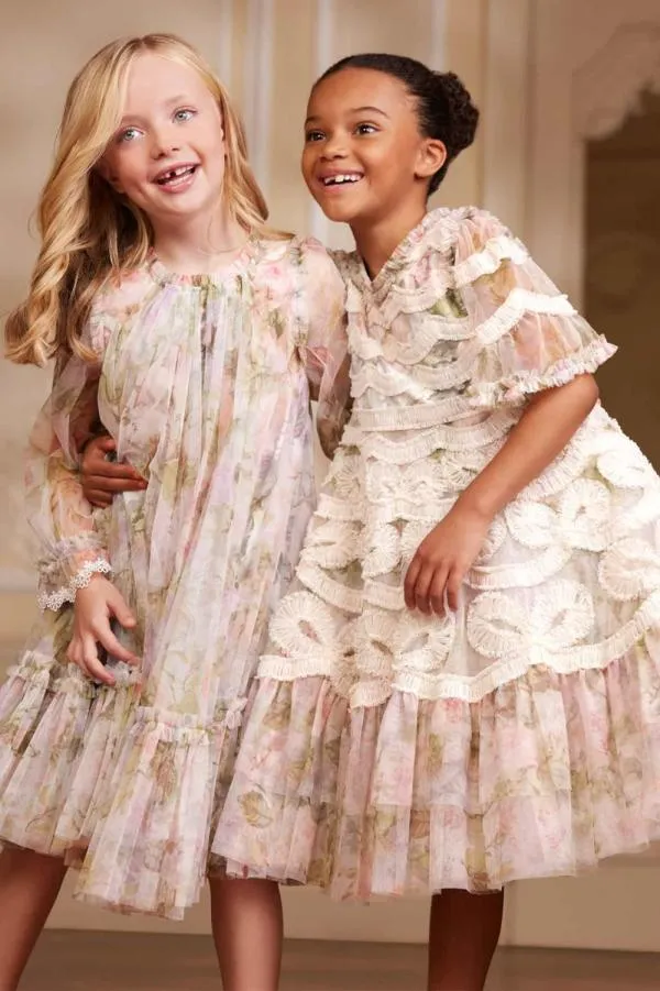 KIDS Needle and Thread Rose Powder Long Sleeve Kids Dress Multi KIDS Needle and Thread Rose Powder Long Sleeve Kids Dress Multi