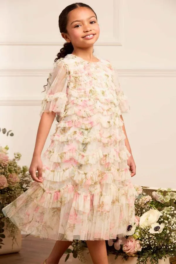 KIDS Needle and Thread Rose Scallop Ruffle Kids Dress Multi