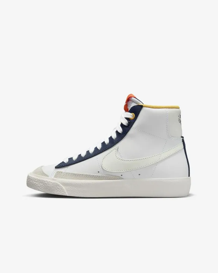 Kids Nike All Shoes Blazer Mid 03977 Whitemidnight Navysafety Orangepolar