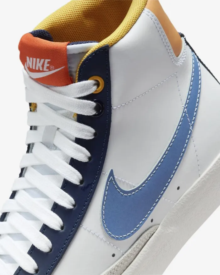 Kids Nike All Shoes Blazer Mid 03977 Whitemidnight Navysafety Orangepolar