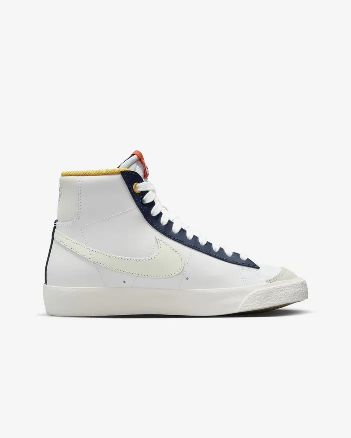 Kids Nike All Shoes Blazer Mid 03977 Whitemidnight Navysafety Orangepolar