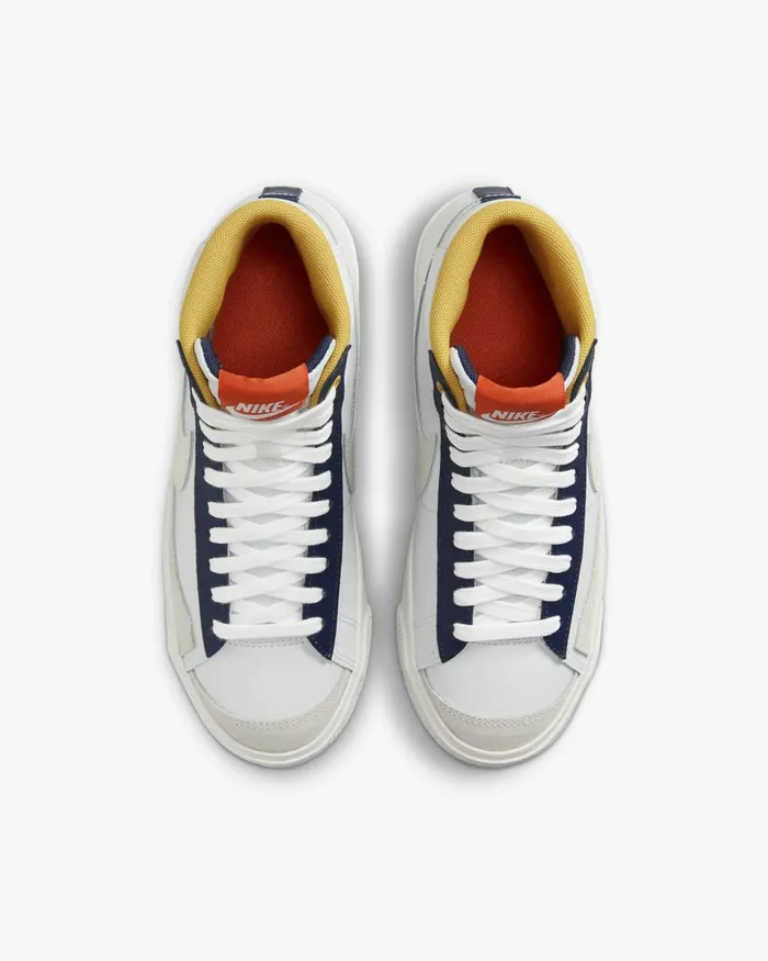 Kids Nike All Shoes Blazer Mid 03977 Whitemidnight Navysafety Orangepolar