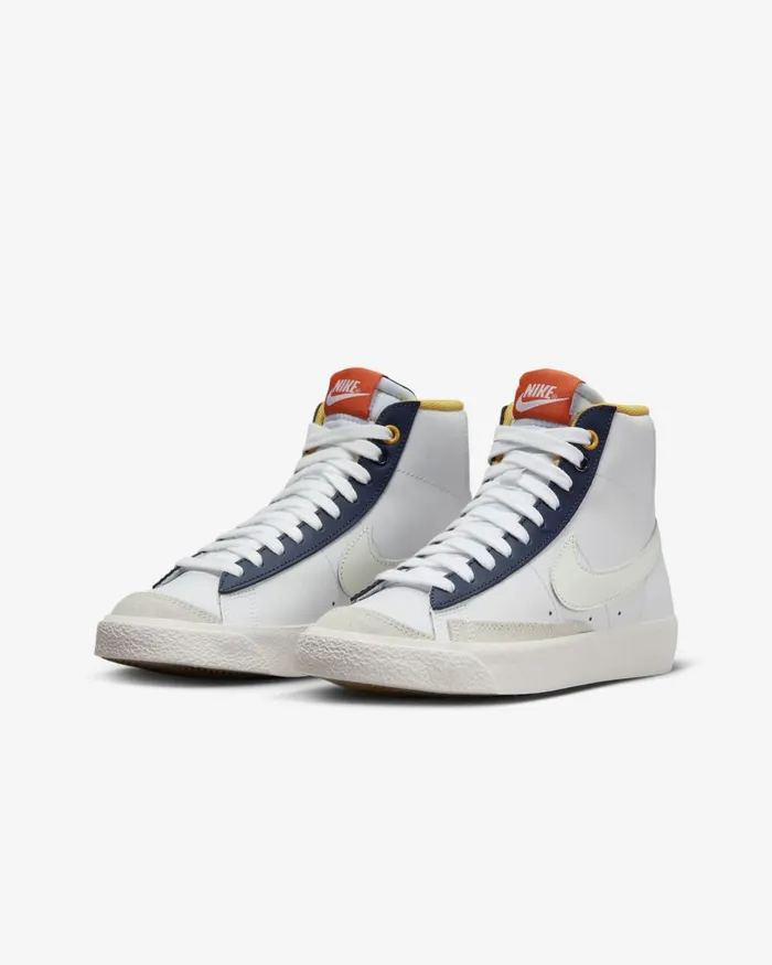 Kids Nike All Shoes Blazer Mid 03977 Whitemidnight Navysafety Orangepolar