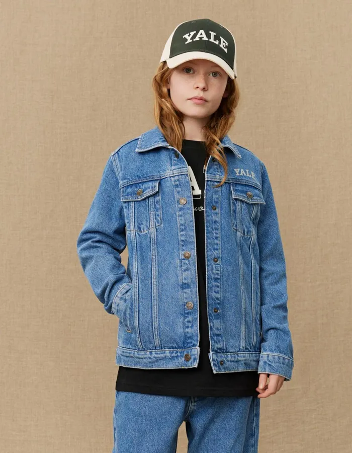Kids Rally Yale Bulldog Denim Jacket KIDS 8211 Medium Indigo Wash Les Deux Yale