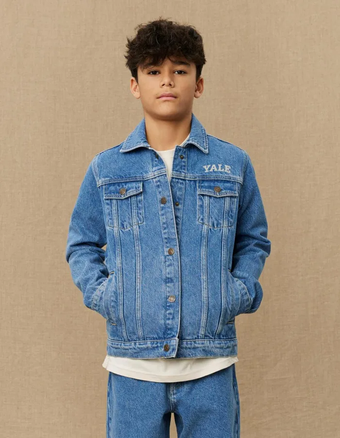 Kids Rally Yale Bulldog Denim Jacket KIDS 8211 Medium Indigo Wash Les Deux Yale