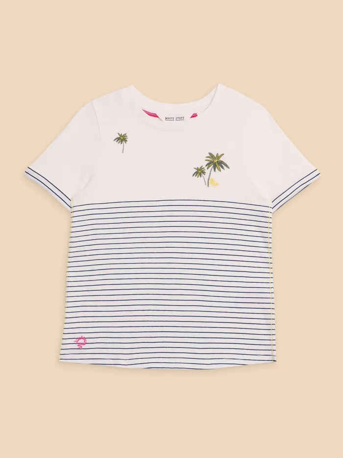 Kids White Stuff Girls039 Clothing Embroidered Stripe Tee