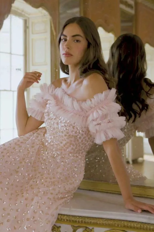 KIDSWomen Needle and Thread Autumn Leaves OffShoulder Ballerina Dress Pink KIDSWomen Needle and Thread Autumn Leaves OffShoulder Ballerina Dress Pink